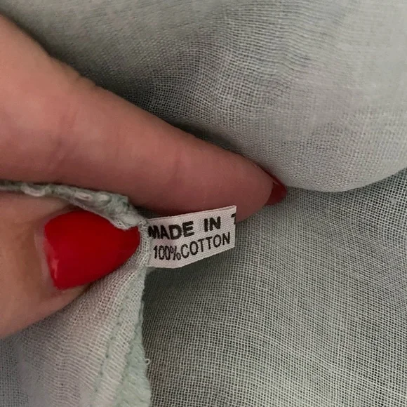 Zumi 100% Cotton Light Green Midi Dress Flowy Sleeveless V-Neck Natural Boho - Picture 6 of 7